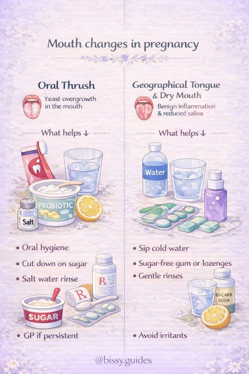 Comparison showing relief options for metallic taste and nausea during pregnancy.