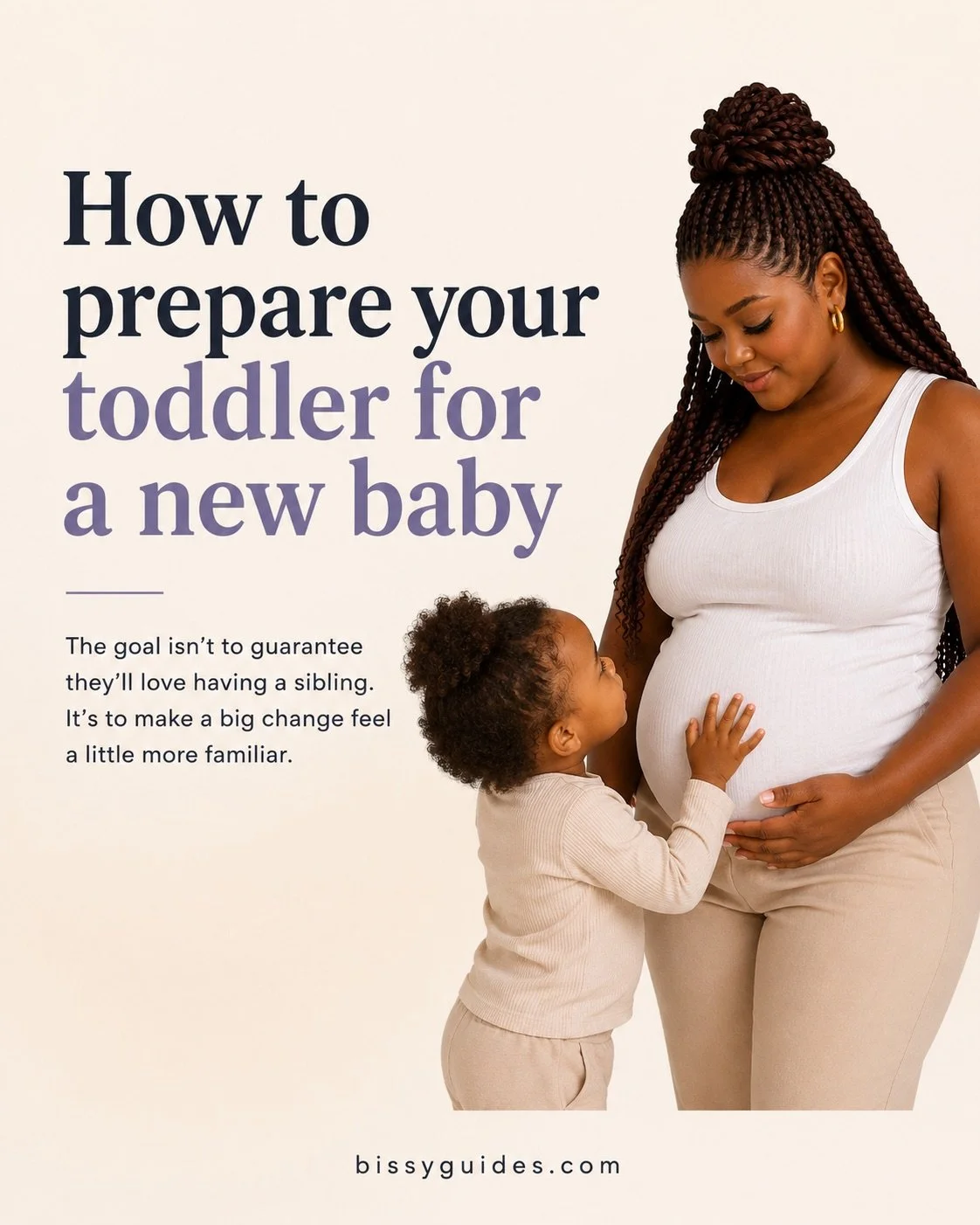 Parent cuddling toddler while expecting a new baby.