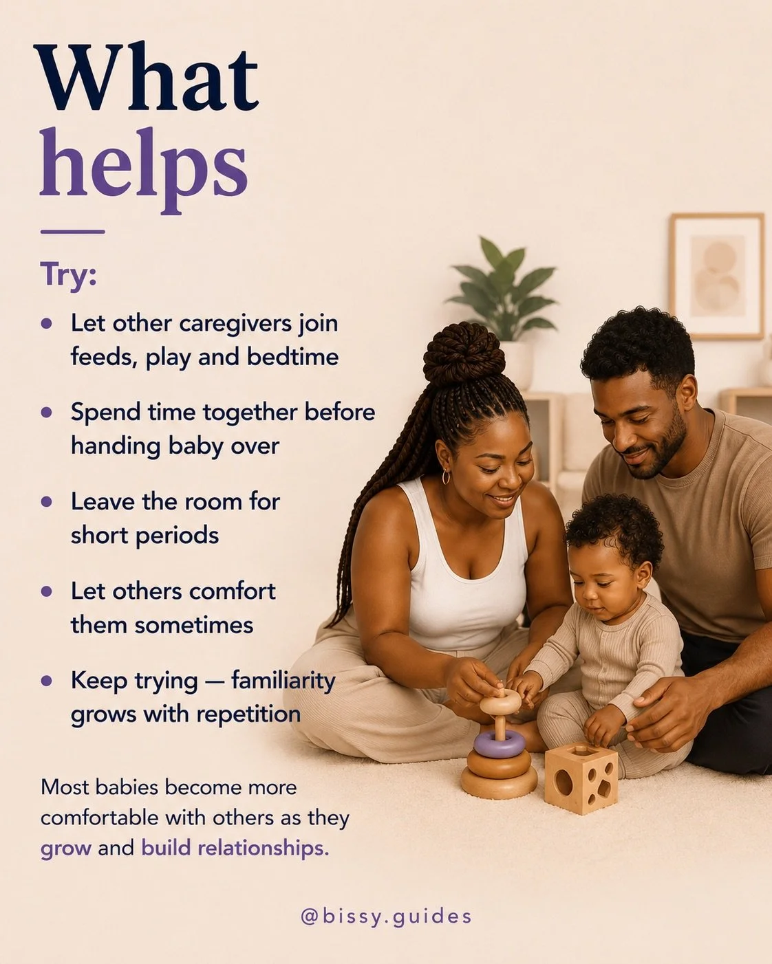 Family playing together with baby while building familiarity and confidence.