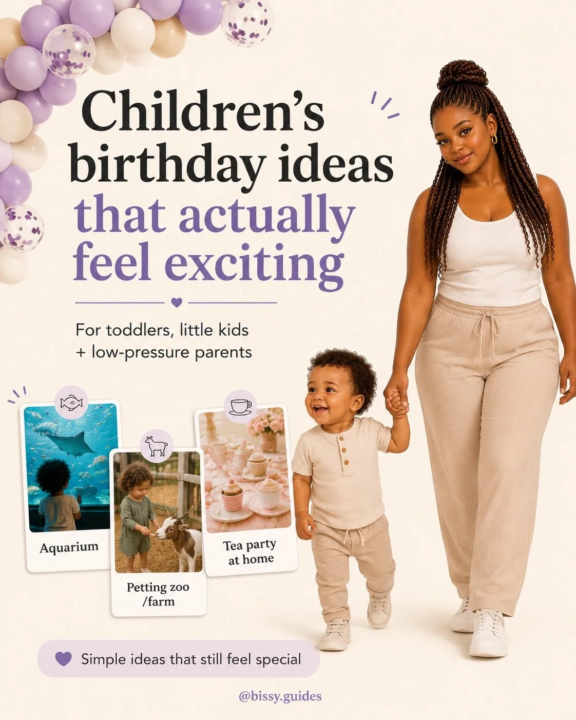 Children’s birthday outing ideas including aquarium, safari park, science museum and petting zoo.  Image 2 alt