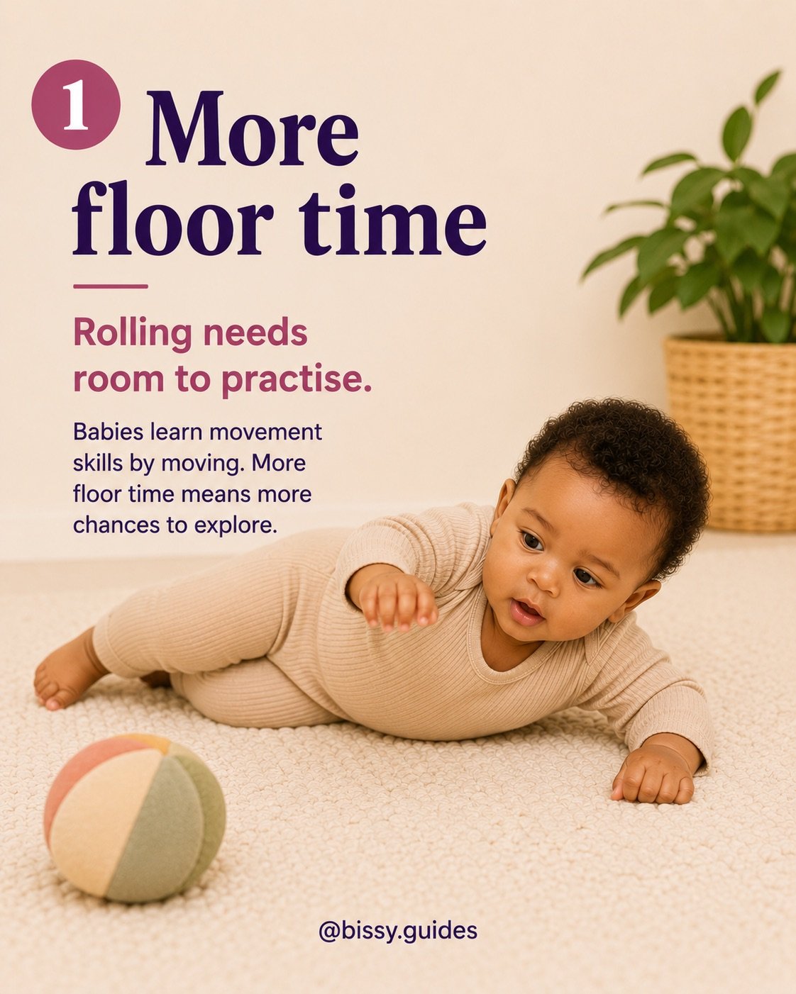 Baby practising movement and weight shifting during floor time