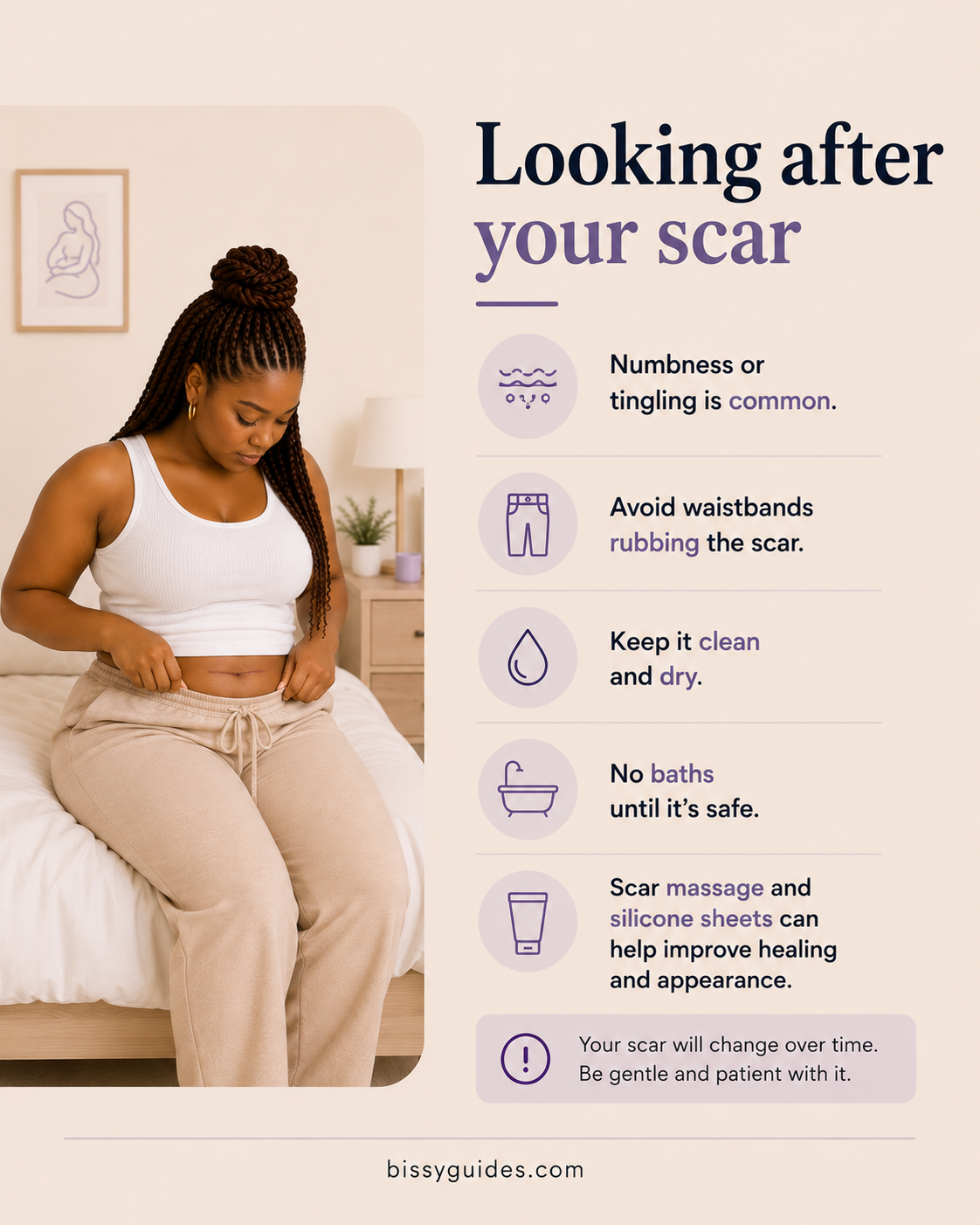 C-section scar care guide showing healing and recovery tips.