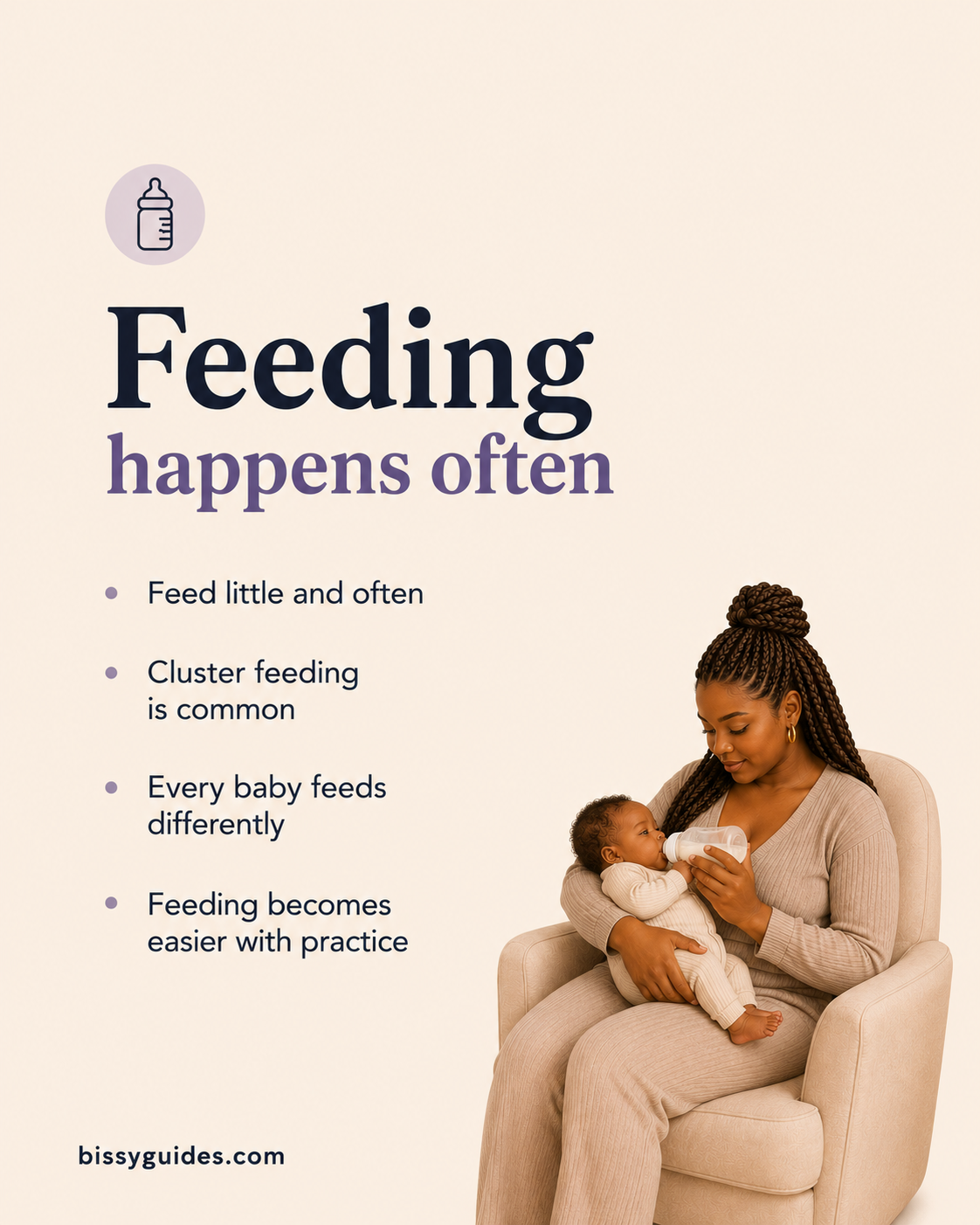 Parent feeding a newborn during the first weeks after birth.