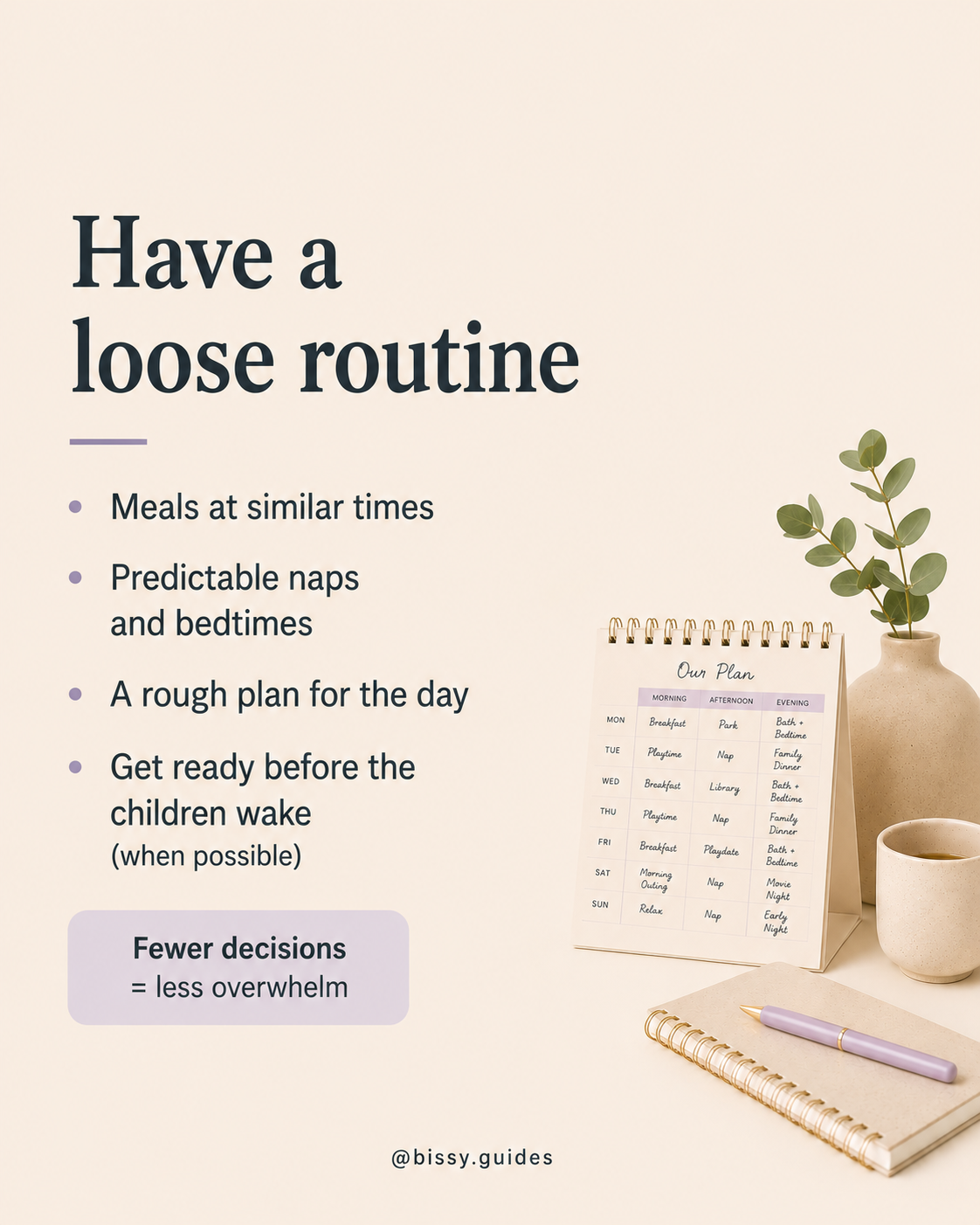 Weekly planner and routine schedule illustrating how structure can reduce overwhelm in family life.