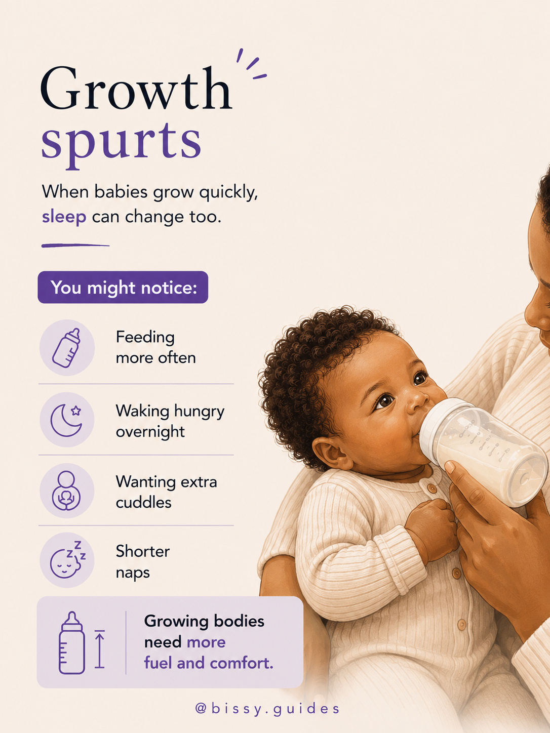 Baby feeding during a growth spurt, highlighting how increased hunger can influence sleep patterns