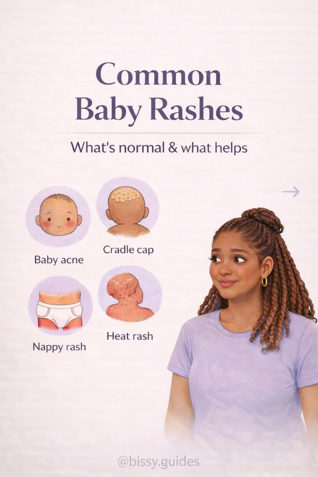 Baby rashes explained cover showing eczema, heat rash, acne and nappy rash in newborns