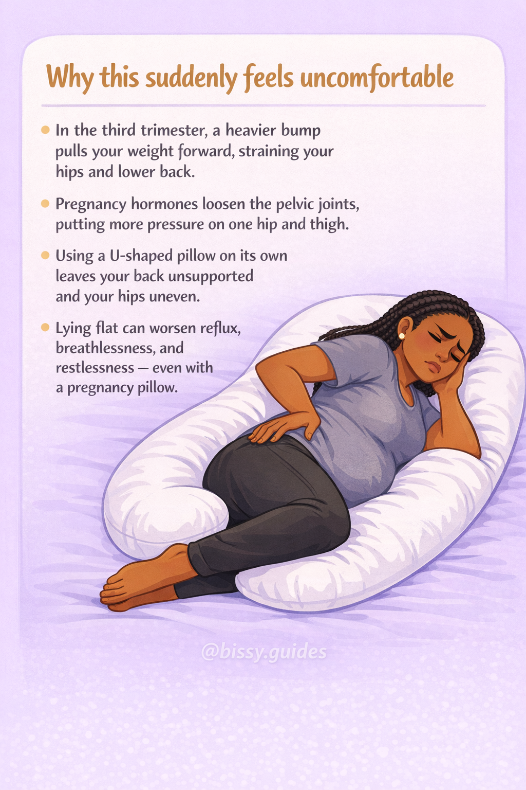 Different pregnancy pillow positioning ideas for third trimester sleep support including wedge pillows and elevated positioning.