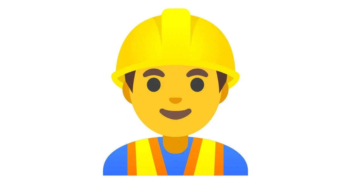 Une illustration d’un homme en casque de sécurité jaune et gilet réfléchissant, souriant.