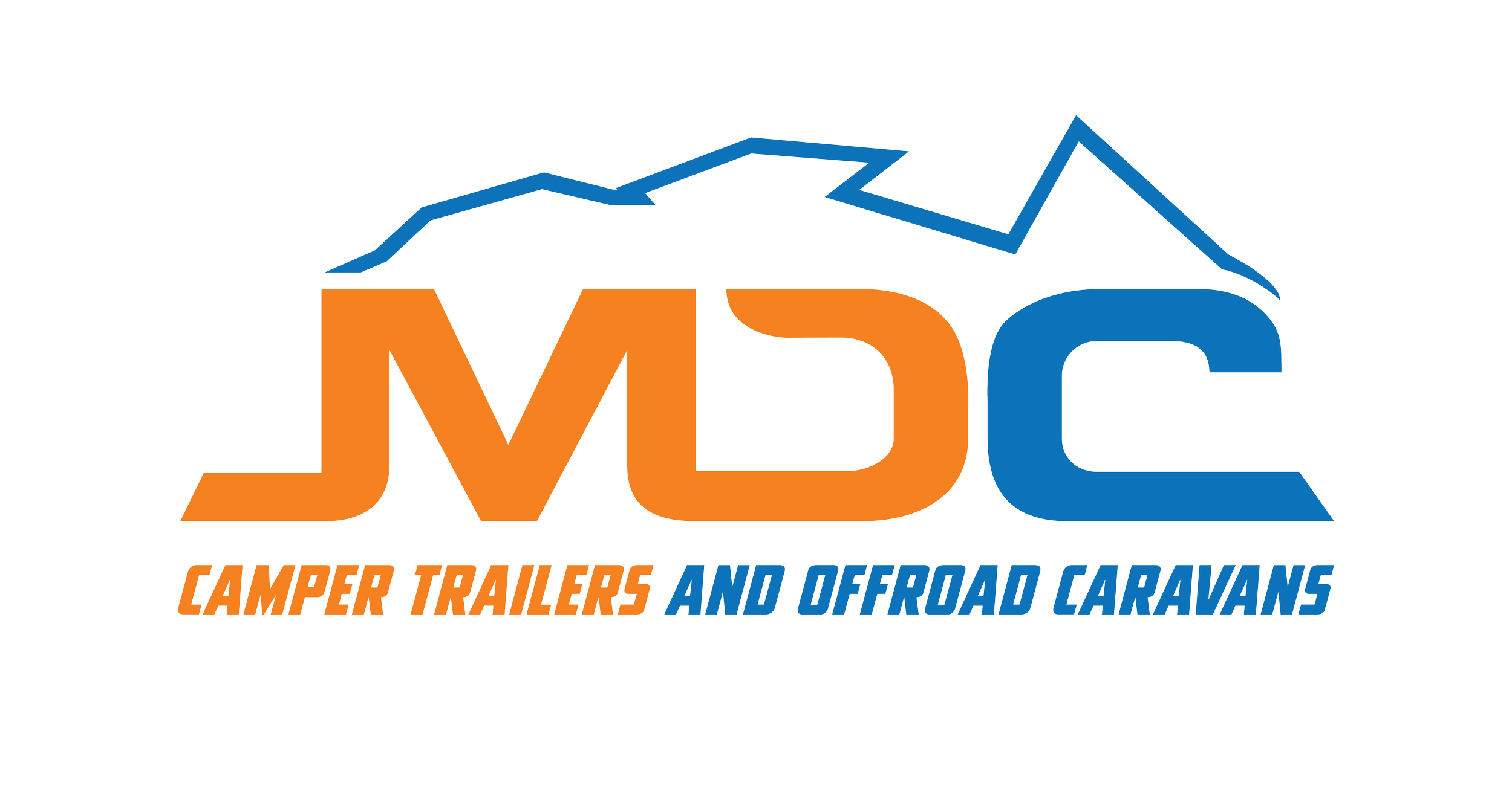 Logo of JVC, a company that specializes in camper trailers and off-road caravans, featuring stylized mountain outlines above the text.