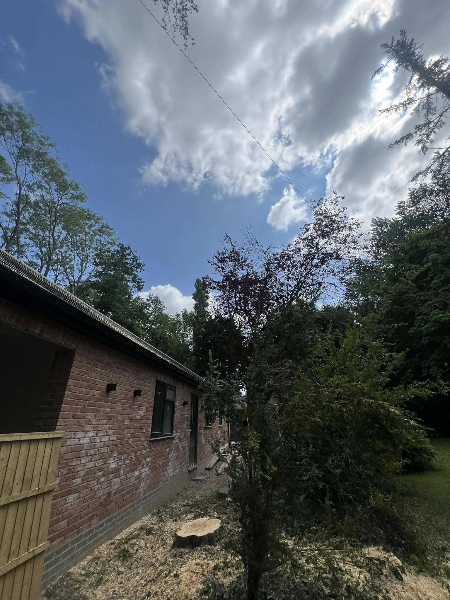 After tree removal in a tight area at a residential property