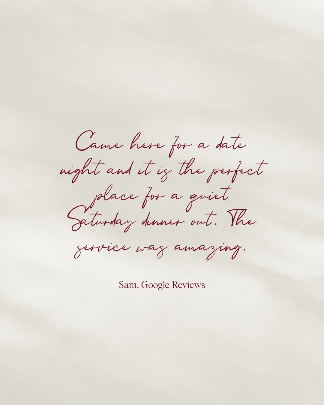 Quiet Saturday dinners, date night tables, and service that makes the whole night feel easy.

Grazie for the kind words. We love being part of your nights out.