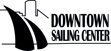 Line drawing of a boat and the text 'Downtown Sailing Center'.