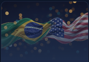 Bandeiras dos EUA e do Brasil para passar a idéia de comunicação nas duas linguas