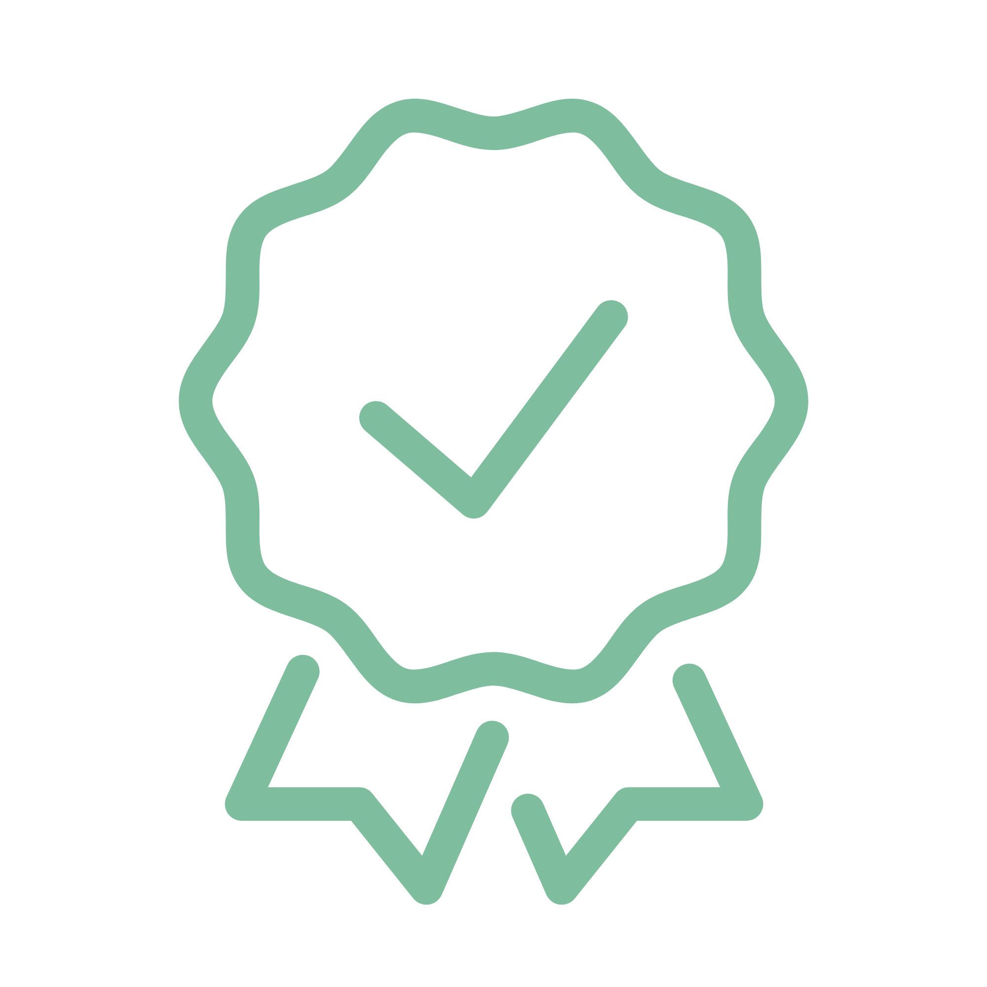 Outline illustration of a hand holding a shield with a checkmark in the center, depicted with a green line on a black background.