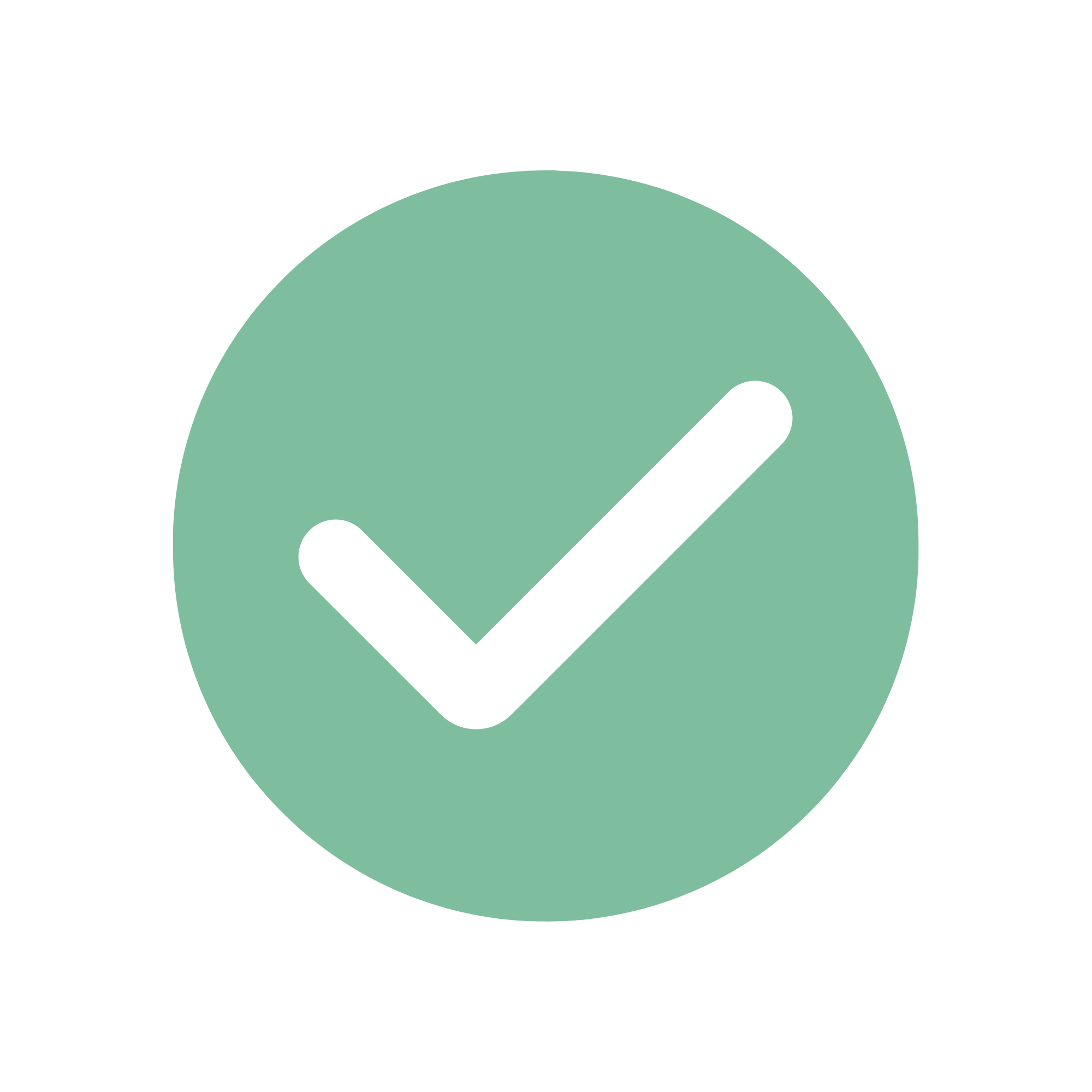 A green circle with a black checkmark inside.