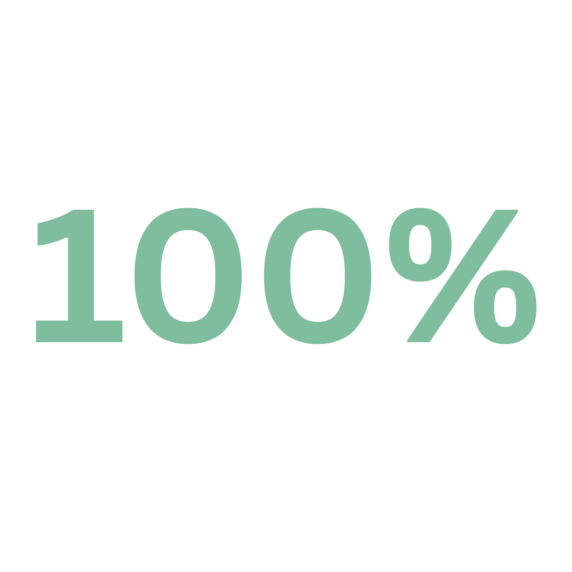 Text in green says '100%' on a black background.