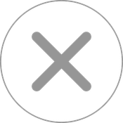 A gray circle with a gray 'X' inside on a black background.
