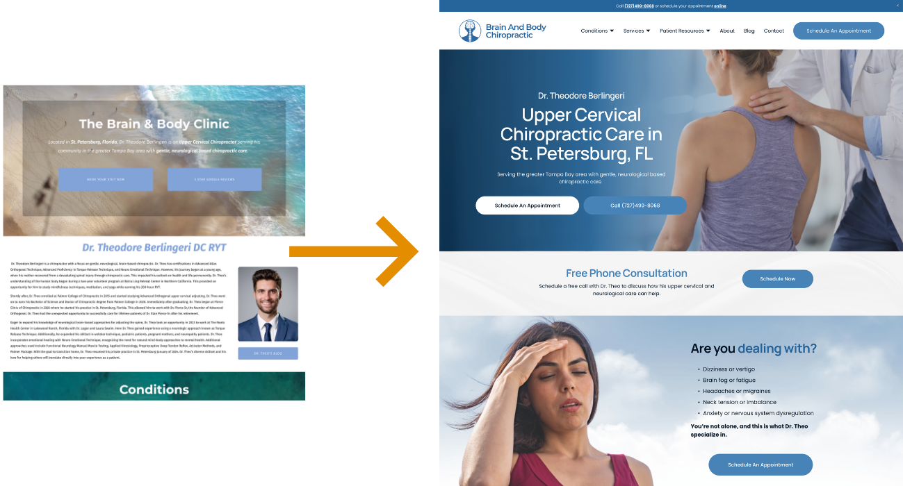 Before and after chiropractic website