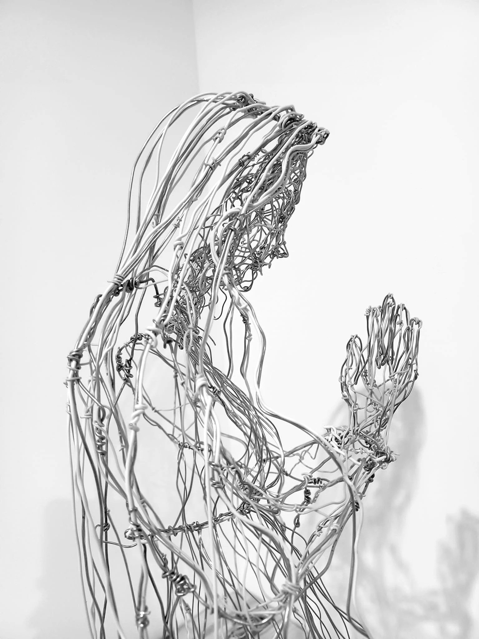 Sculpture de la vierge marie, fil de fer épais