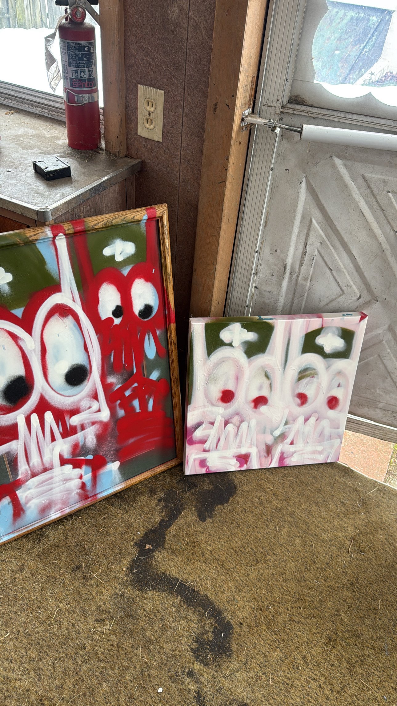 Spray Paint on Recycled painting