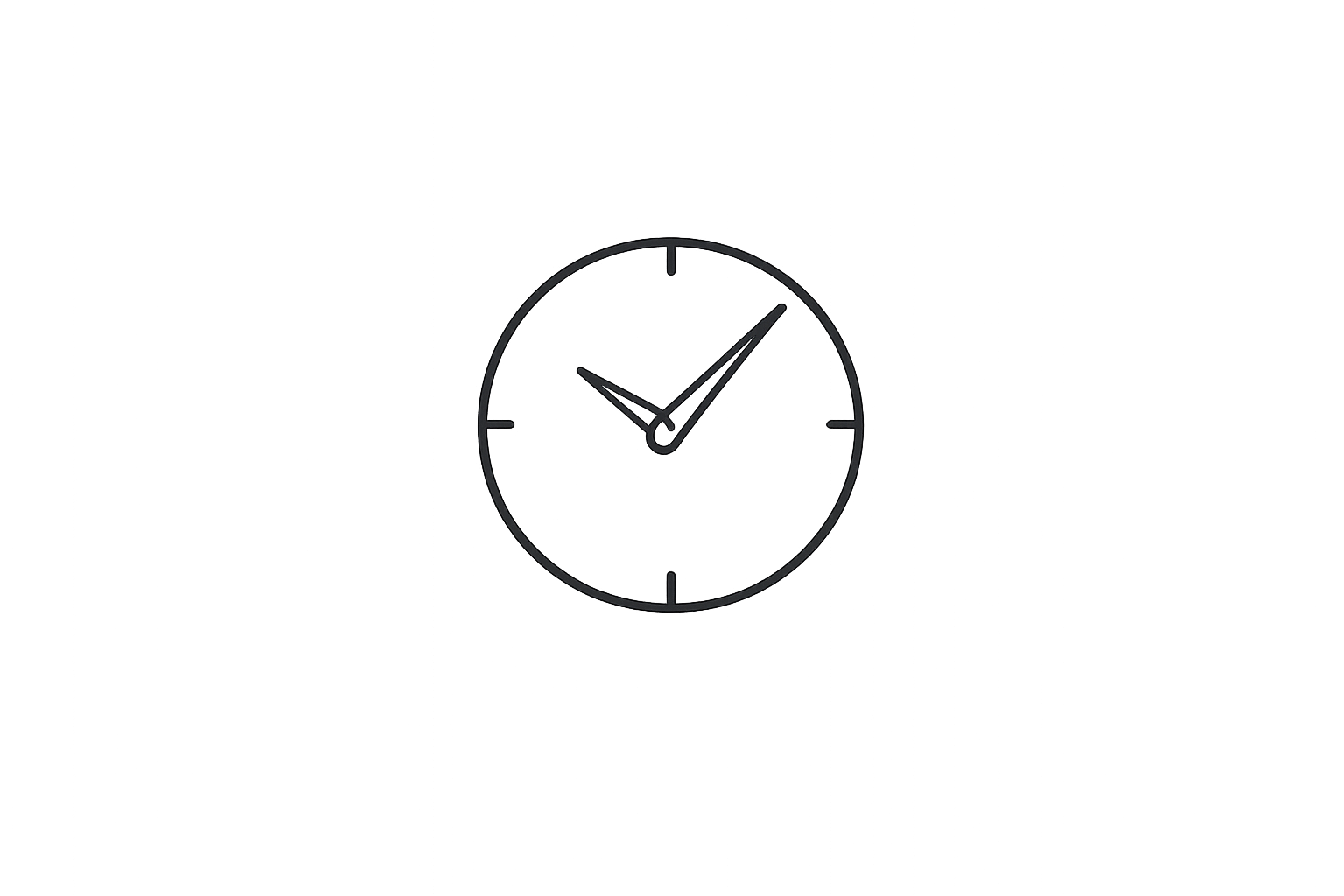 An analog clock showing the time as 9:07.