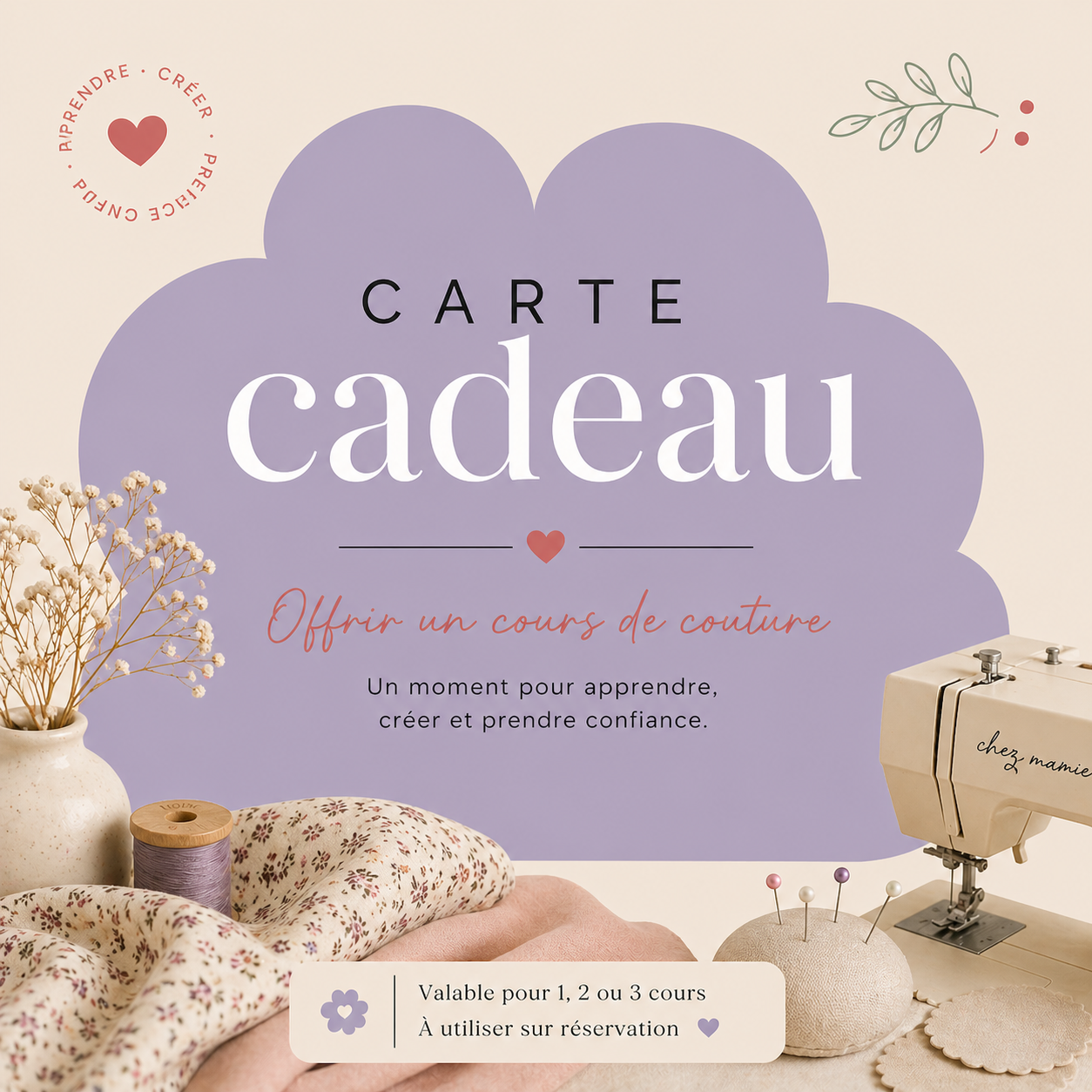 Carte cadeau - Cours de couture