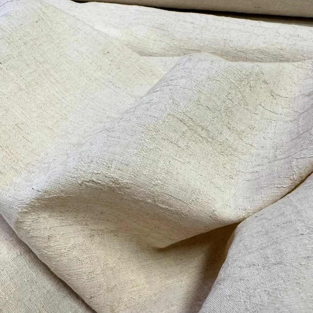 Tissu mélange coton lin - jacquard crinkle
