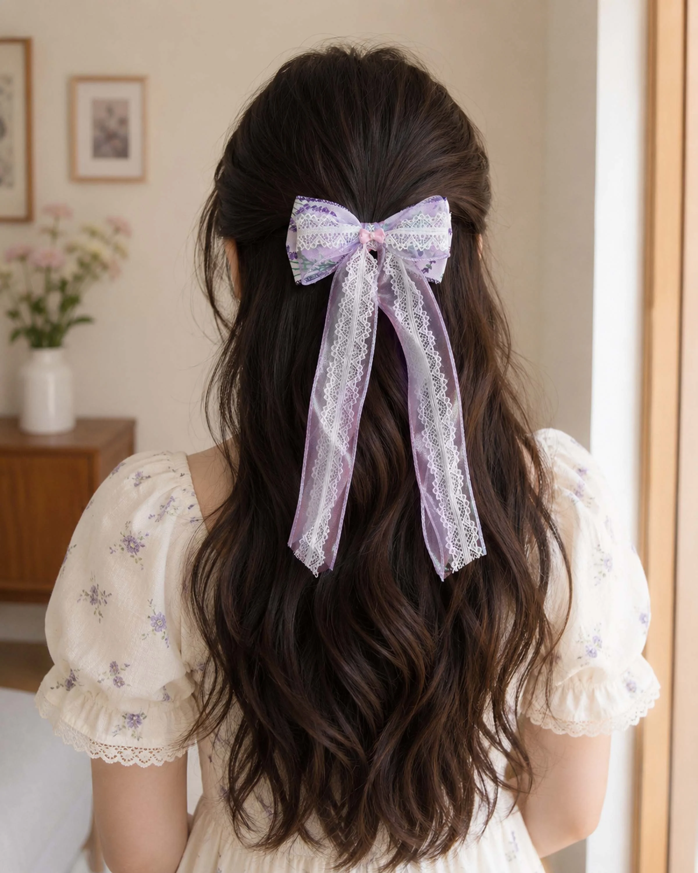 Lilac floral lace bow 5.jpg
