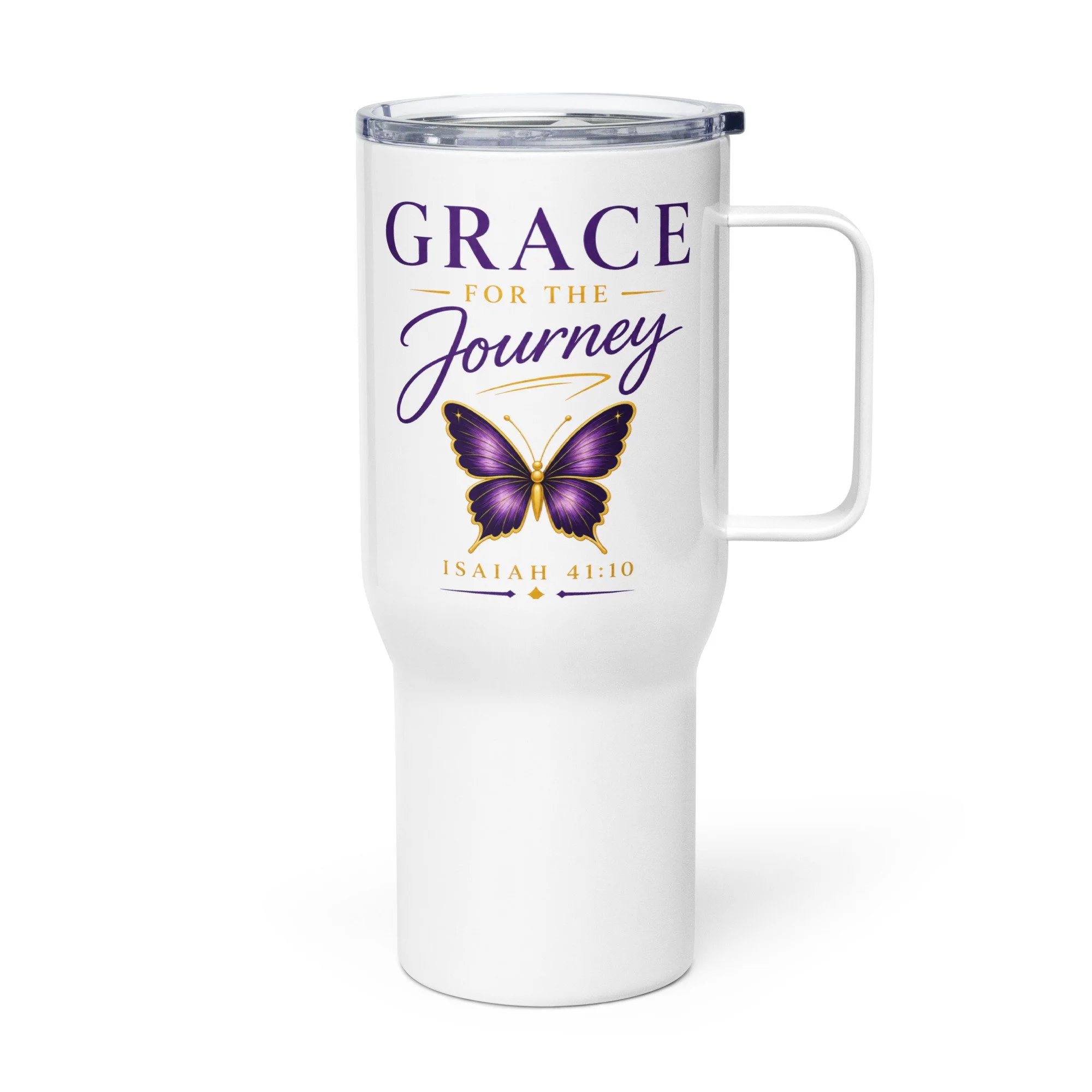 Travel mug with a handle