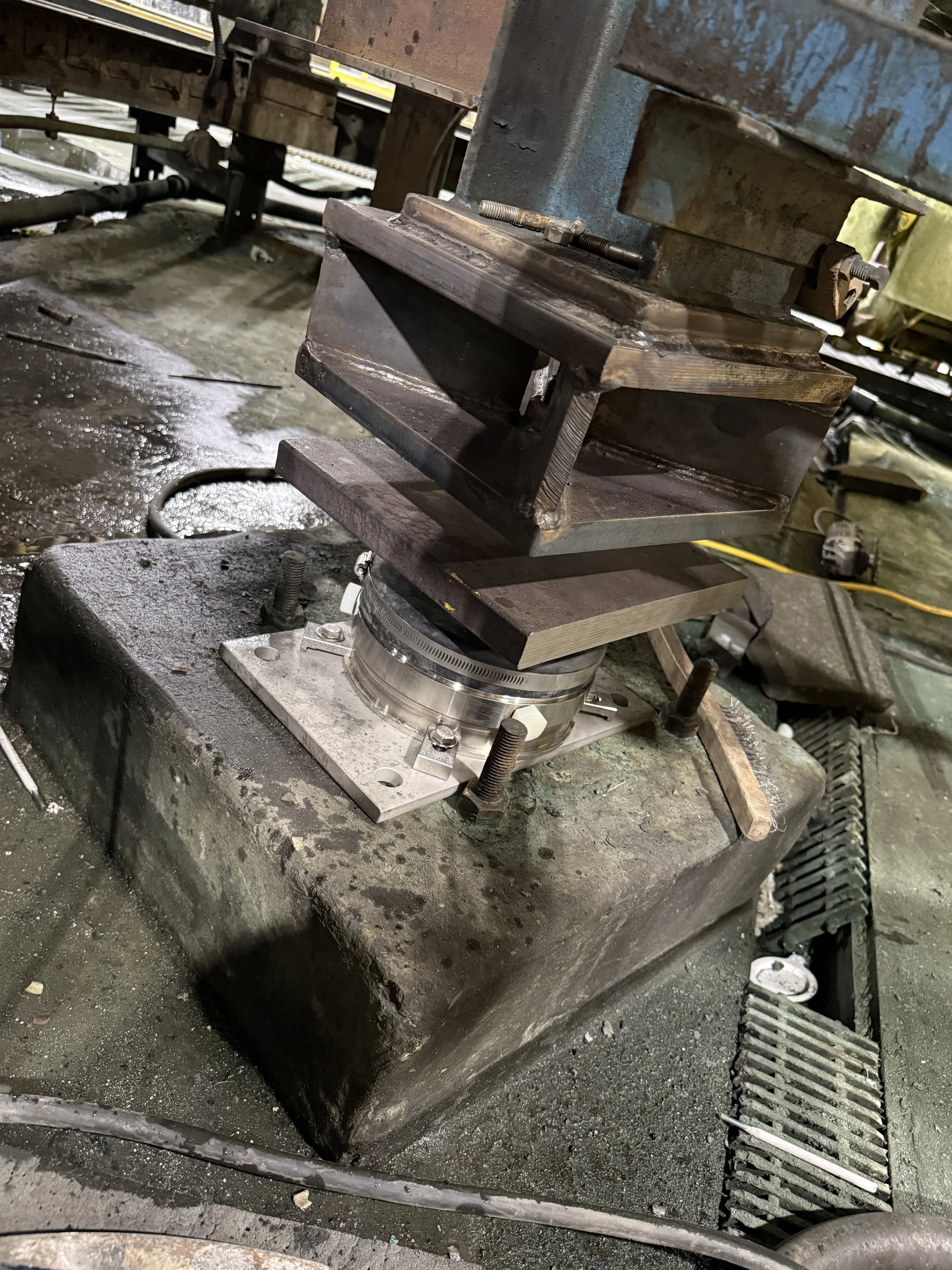 An adjustable tank mount pedestal. Blue Cord Welding offers mobile and on-site welding across Michigan. Call today for an estimate.