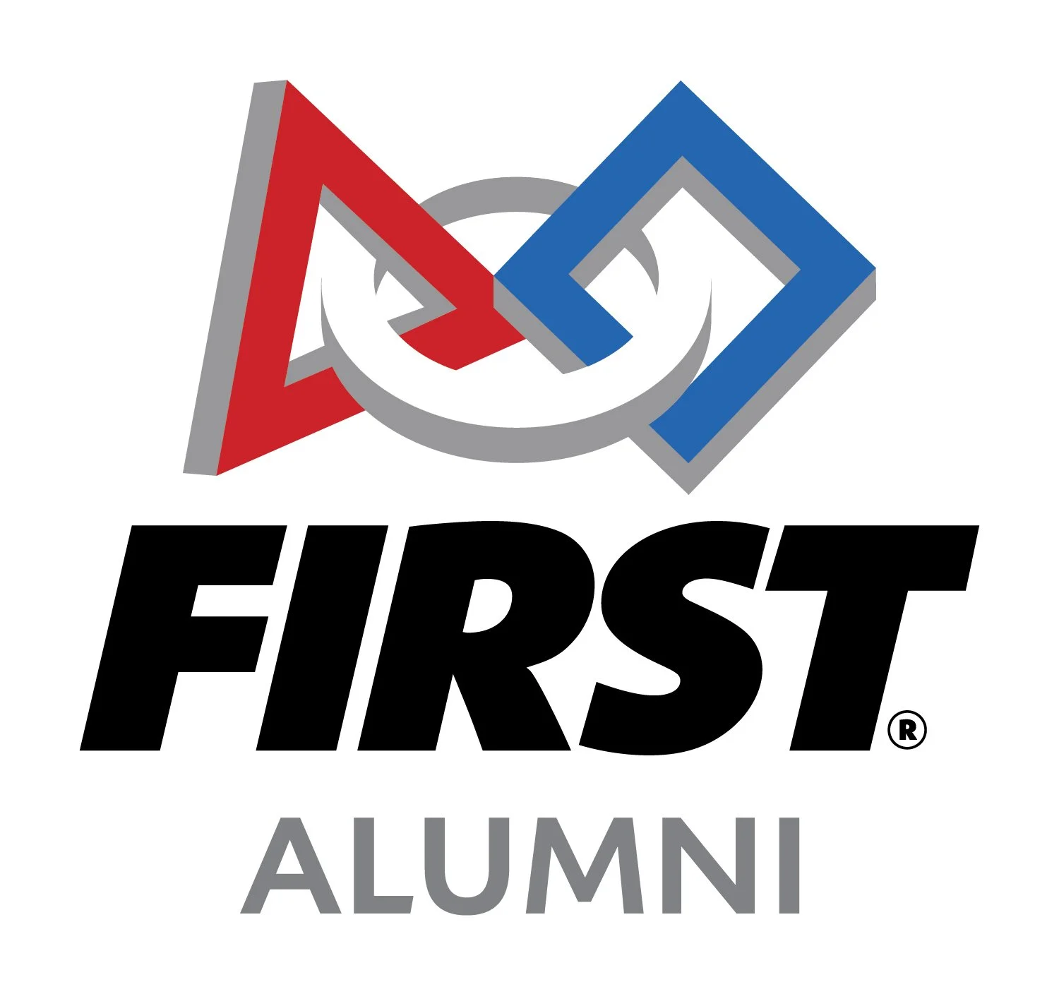 First Alumni logo with overlapping red and blue geometric shapes and black and gray text.