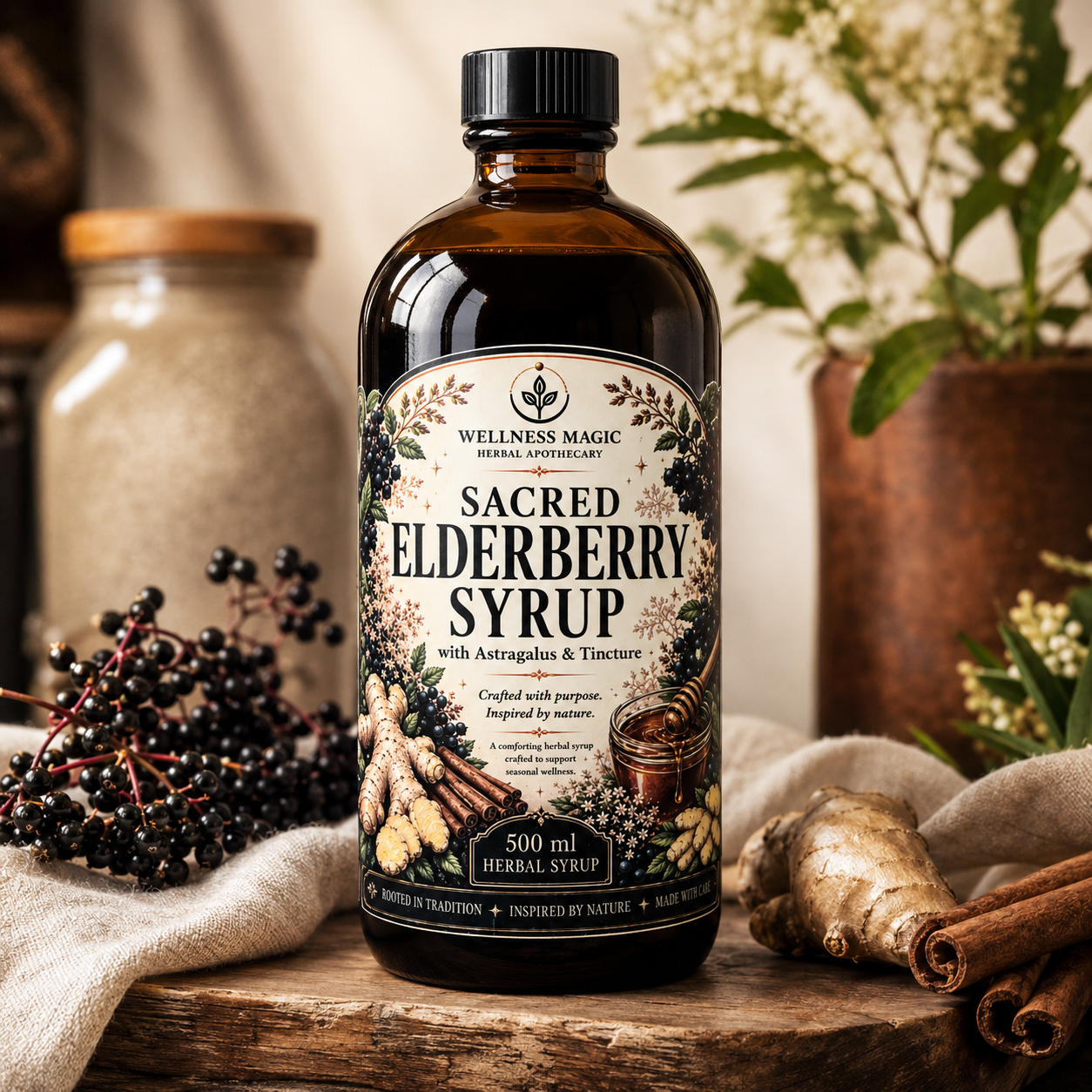 Elderberry Syrup with Astragalus and Tincture