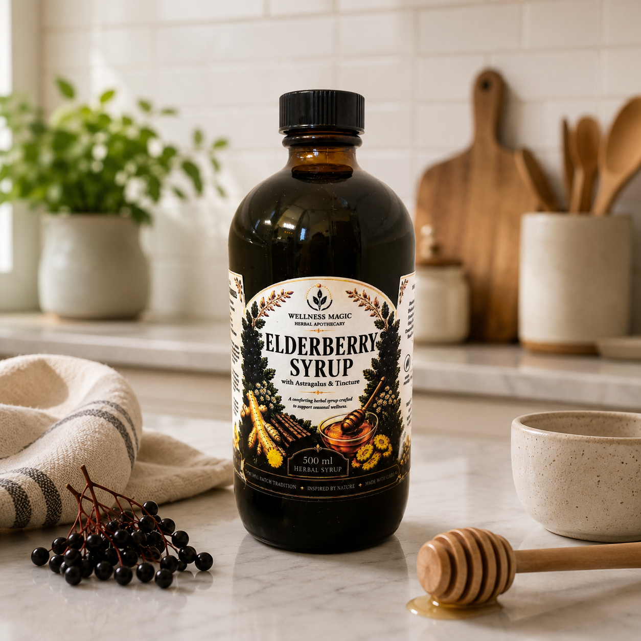 Elderberry Syrup with Astragalus and Tincture