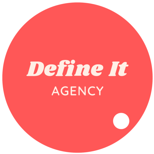 Red circular logo with white text saying 'Define It' and smaller white text saying 'Agency' below.