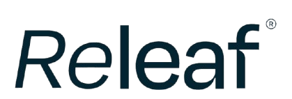 Releaf logo in black text on a white background.
