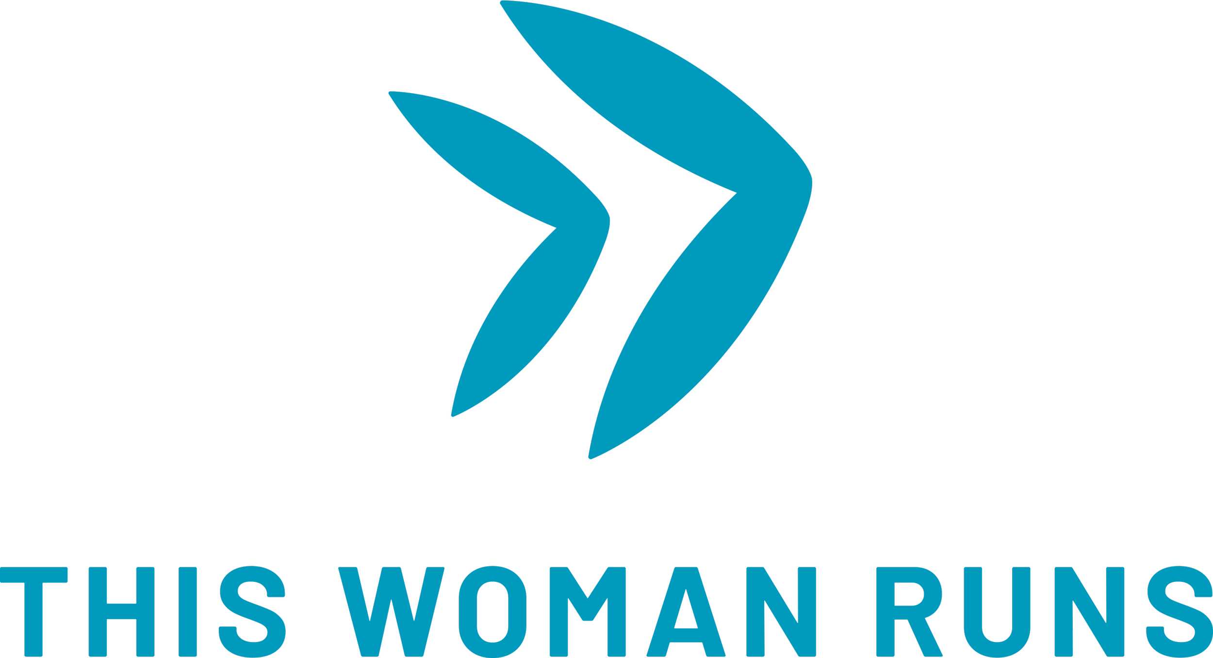 A logo featuring a stylized woman and the text 'This Woman Runs'