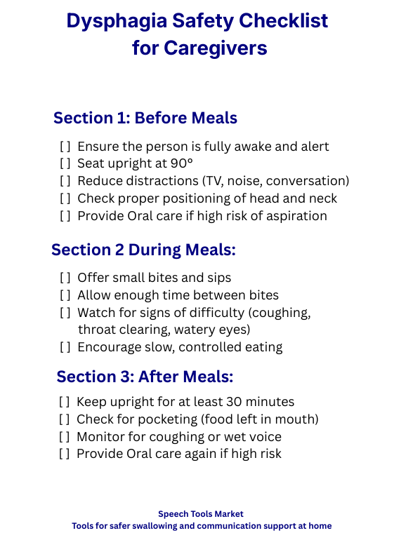 FREE Dysphagia Checklist for Caregivers