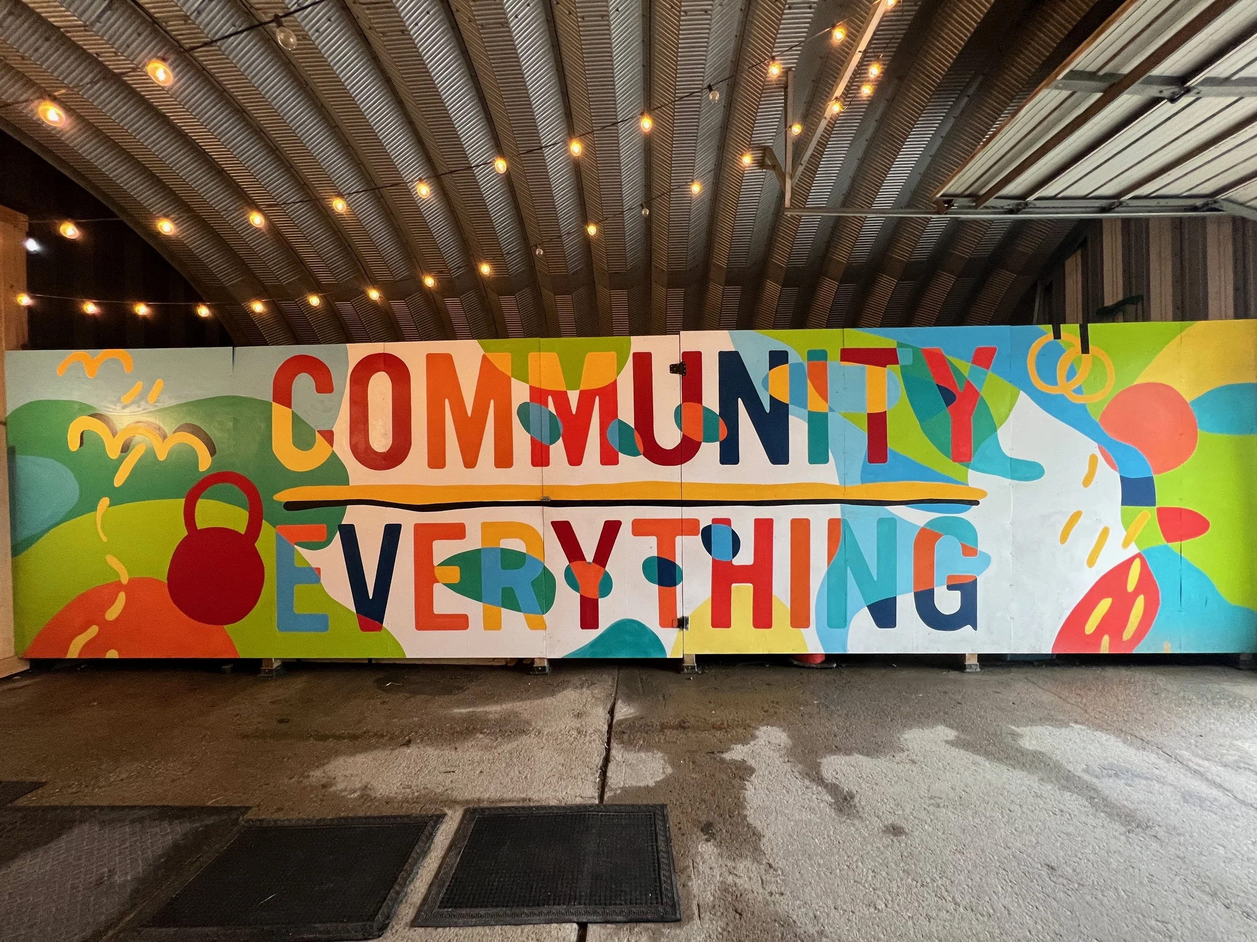 Community Over Everything Mural - Alchemy Fitness 8' x 32'