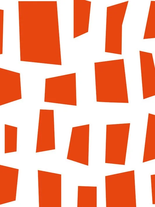 Abstract pattern of irregular orange rectangles on a white background.