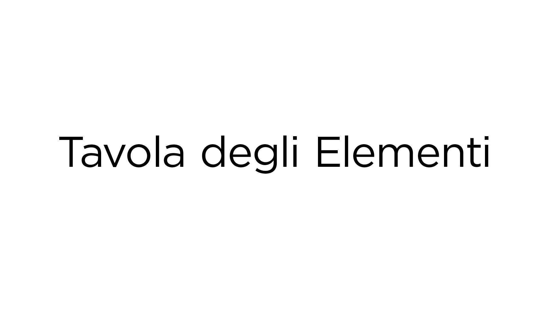 Cover image with text in Italian that reads 'Tavola degli Elementi' on a white background.