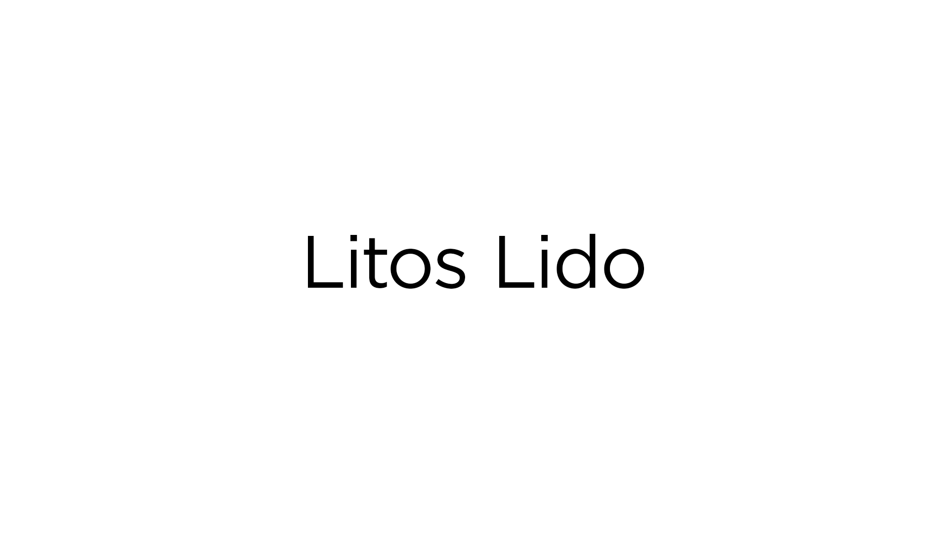The slide displays the title 'Litos Lido' with a minimalist design and a white background.