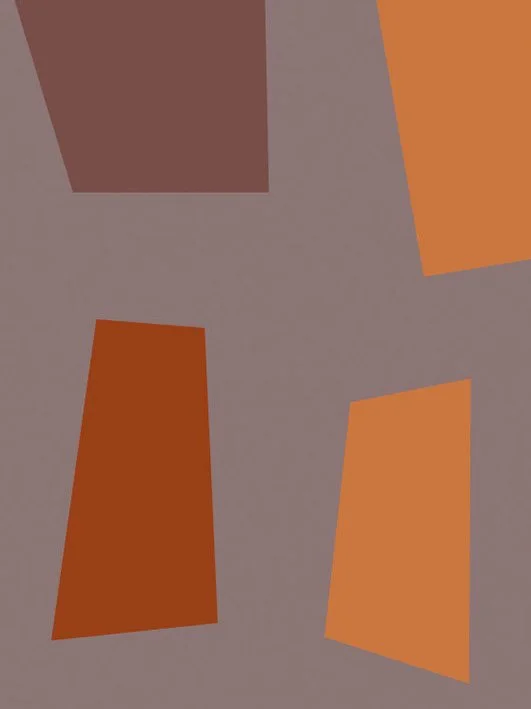 Abstract geometric pattern with irregular rectangles in shades of brown and orange on a gray background.