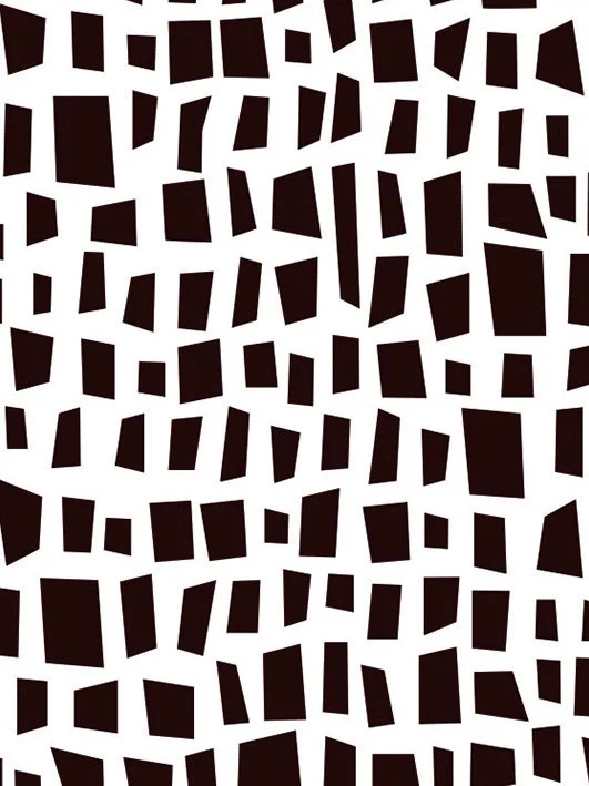 Abstract pattern of irregular black shapes on a white background.