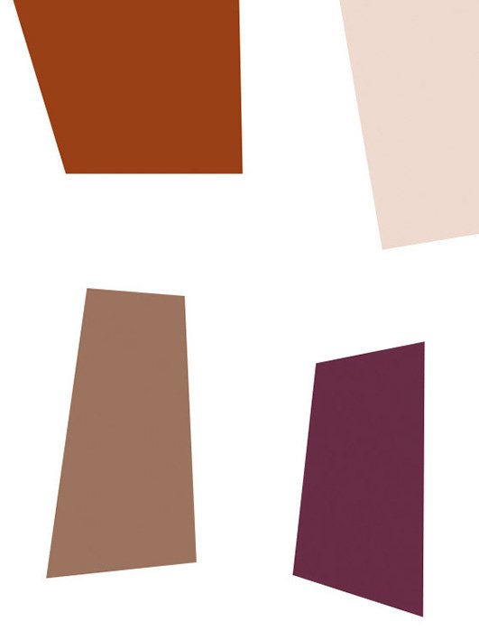 Abstract geometric shapes in various shades of brown and beige on a white background.
