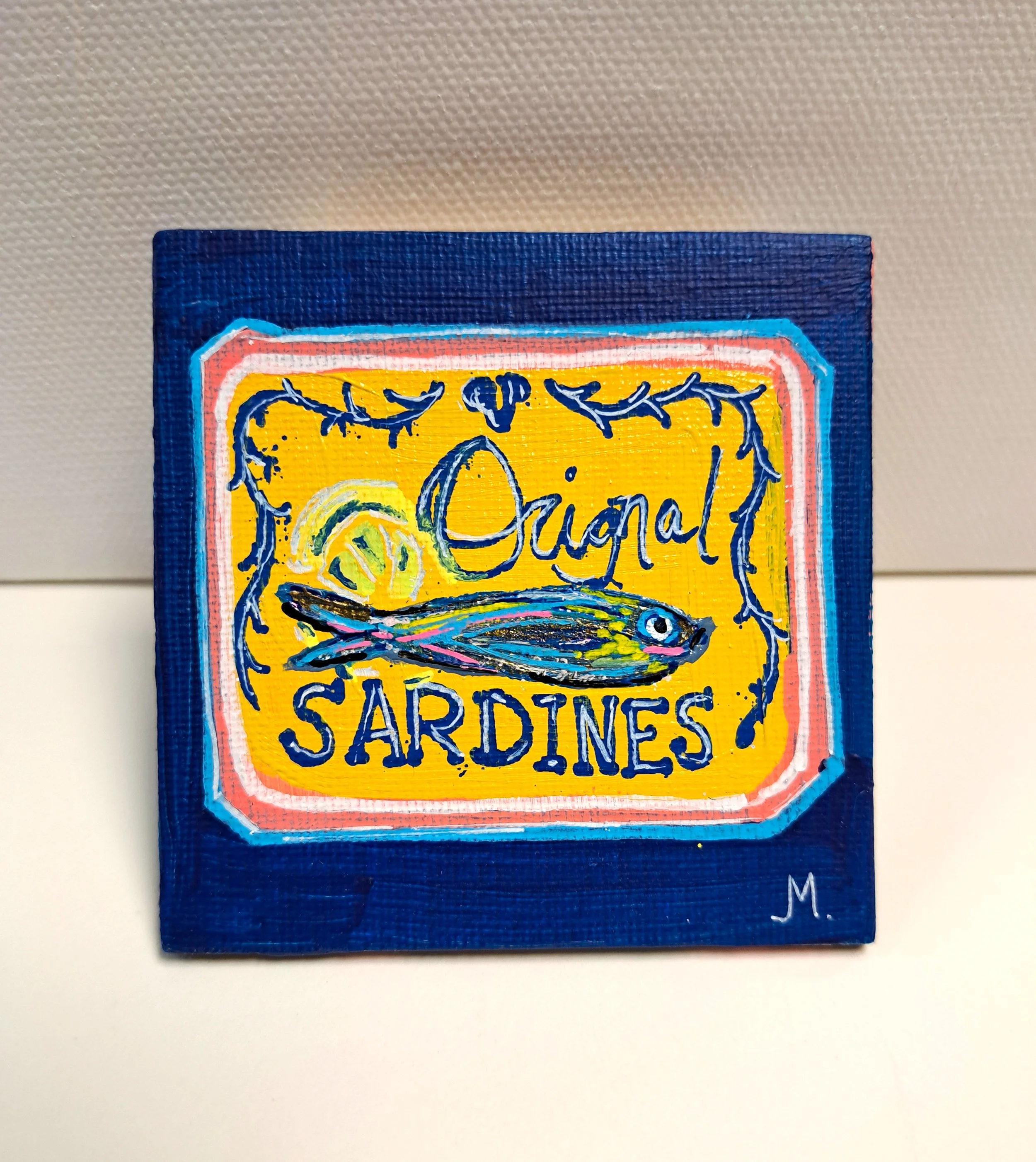 Original Sardines — Mini Acrylic Painting Magnet (3x3”)