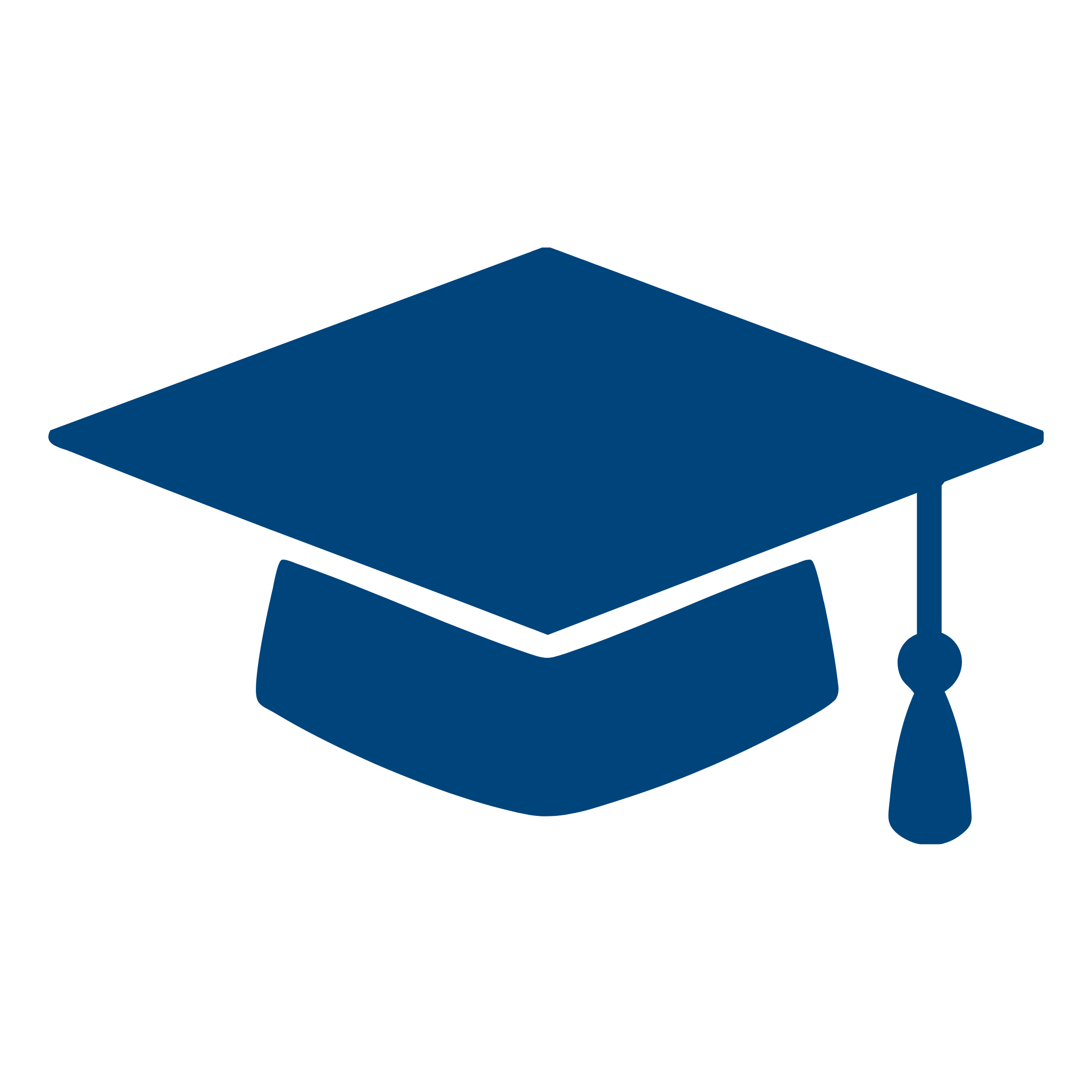 Illustration of a person holding a diploma and wearing a graduation cap and gown, with a mortarboard tassel, celebrating graduation.