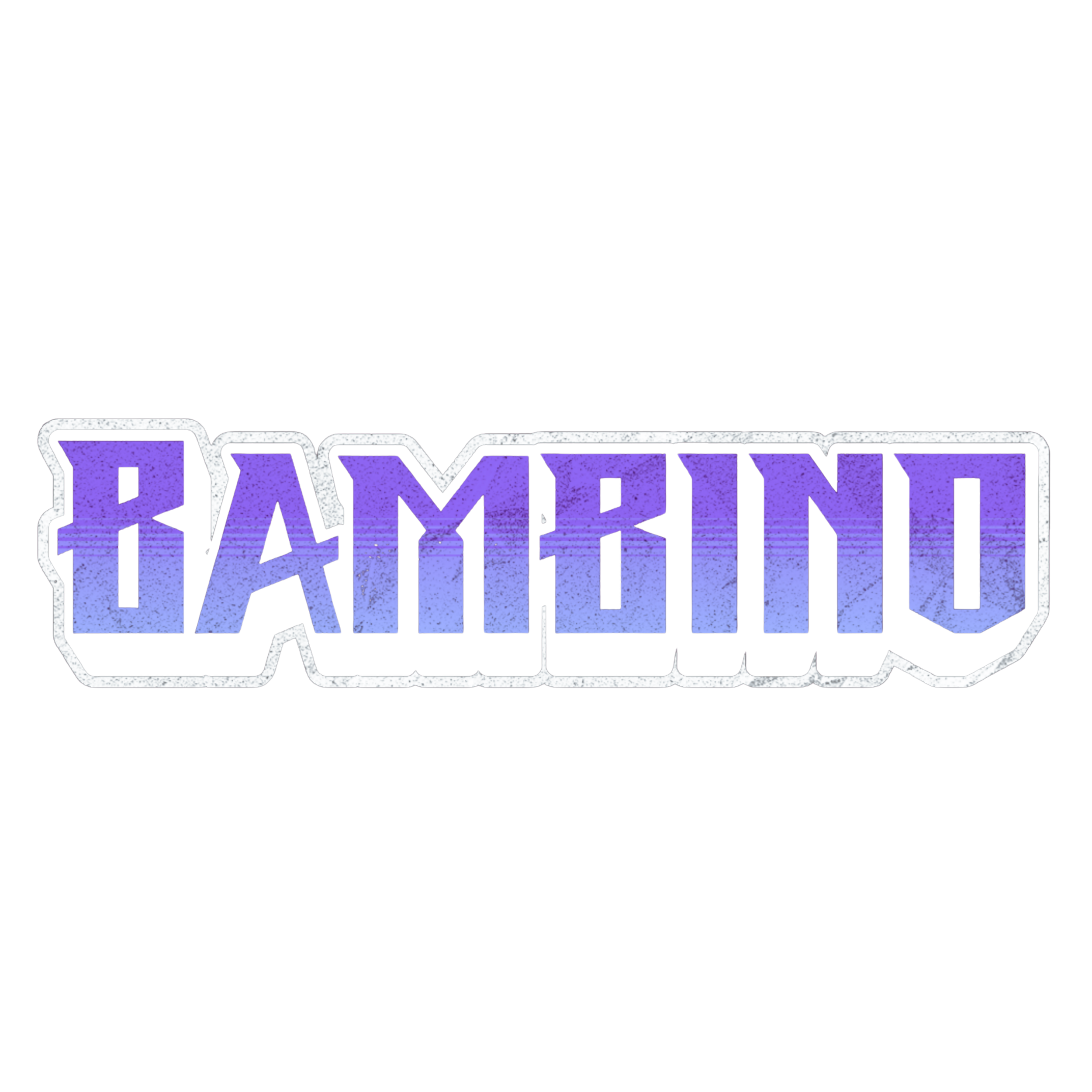 A neon sign spelling 'HAMBINO' in purple with a white and purple outline, set against a black background.