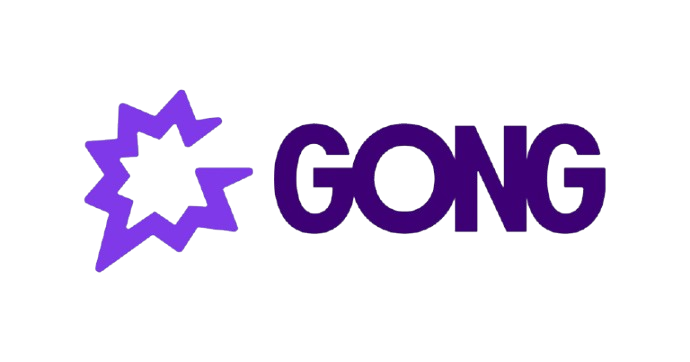 Gong logo featuring a purple starburst icon and the word 'GONG' in purple capital letters.