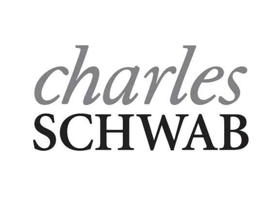 Logo with the name 'Charles Schwab' in stylized text, with 'Charles' in gray and 'Schwab' in black, against a background with yellow highlights.