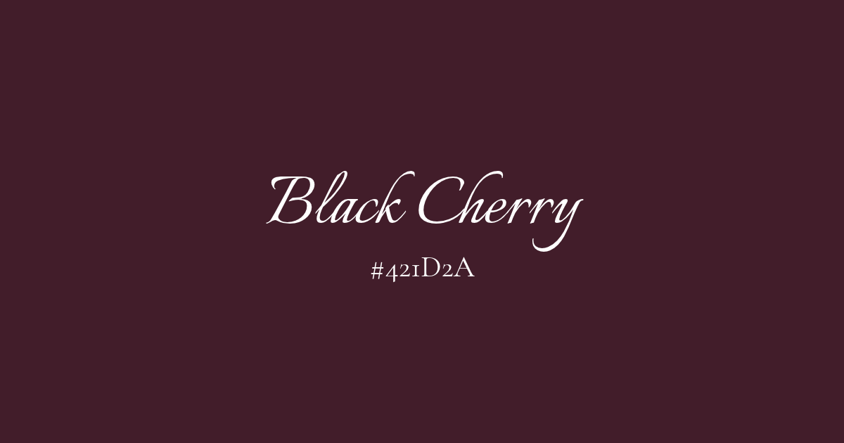 Black Cherry, HEX #421D2A, is a very dark burgundy. Explore where it shows up, what it pairs with, and ideas for using it at home.